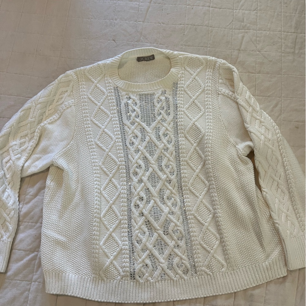 J. Crew Beaded Cable Knit Sweater